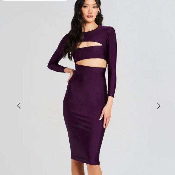 NWT SER.O.YA Kepla eggplant midi Dress cut out bodycon Retrofete Sz S - Picture 1 of 12